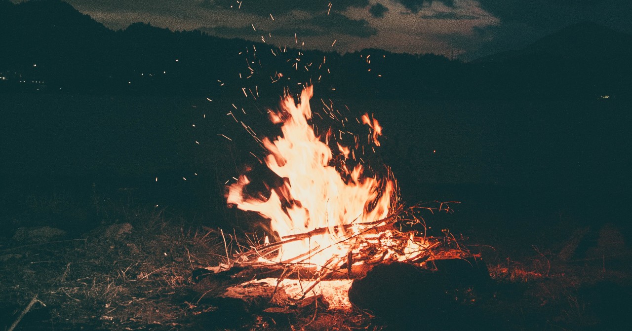 Photo of an outdoor bonfire at night